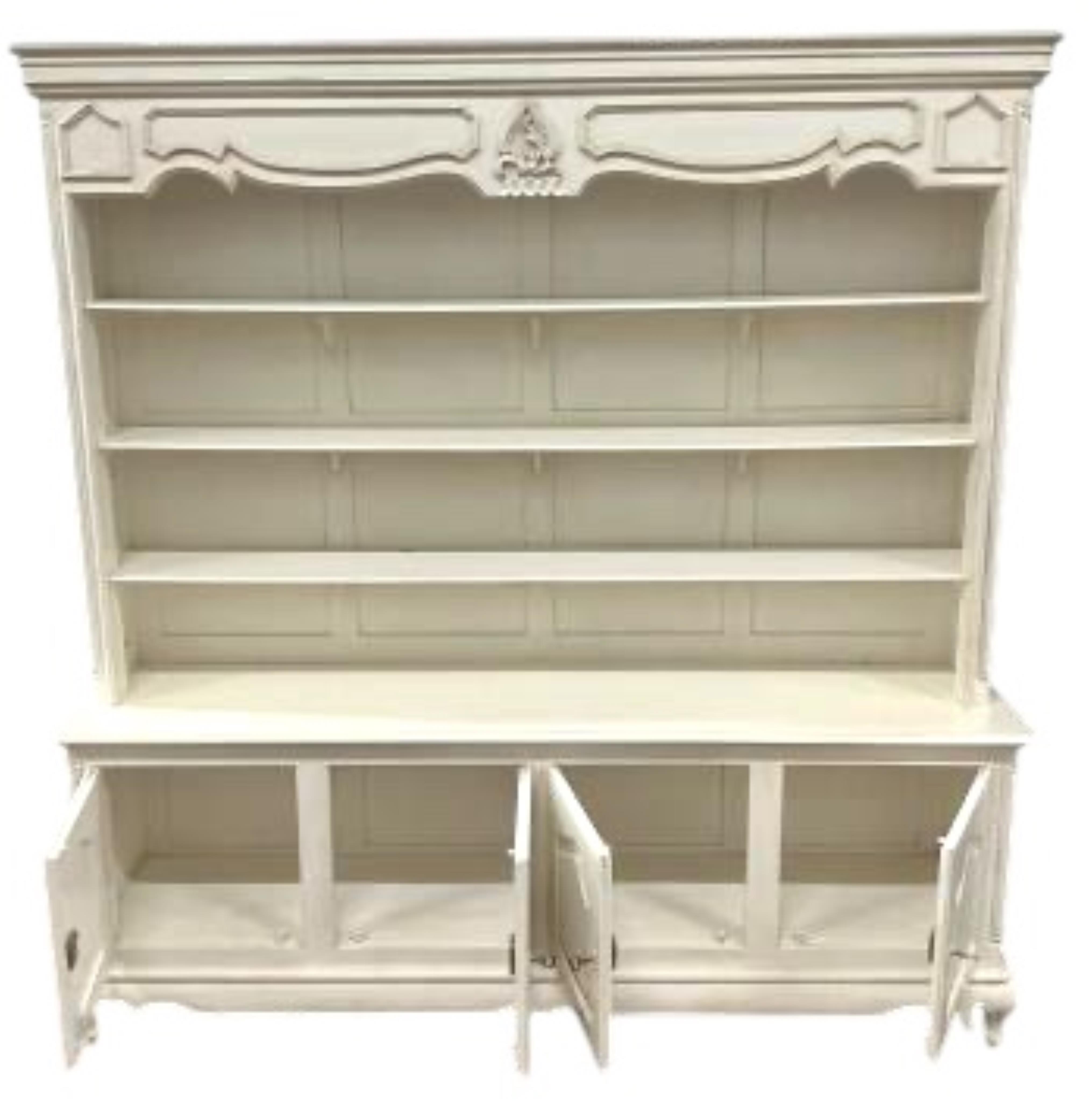 A Contemporary French Provincial style painted dresser, width 210cm, depth 51cm, height 216cm